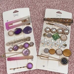 Stylish Hair Clip Set with Purple and Gold Accents